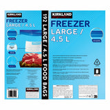 Kirkland Signature large freezer bags 4.5L 192 count, imported from the UK