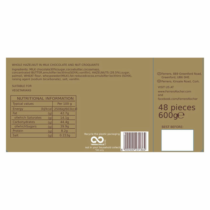 Ferrero Rocher chocolates 48 count 600g - British product