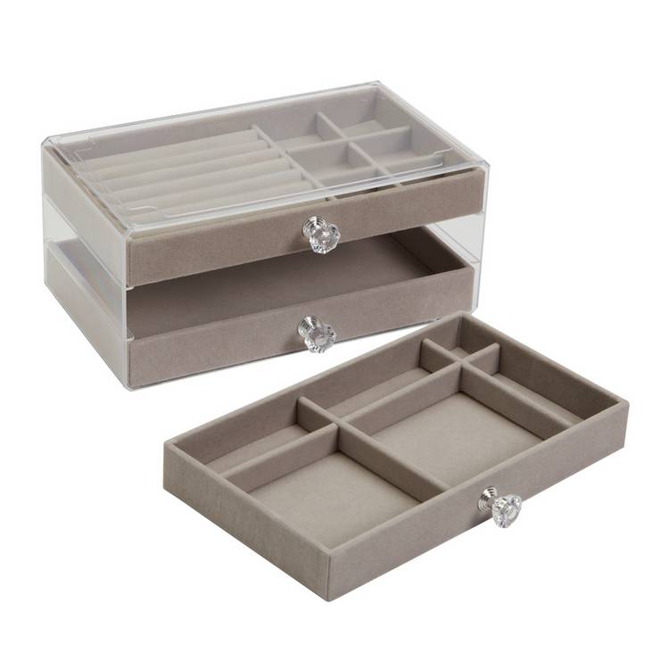 Argos Home transparent Perspex three drawer jewellery box, UK version