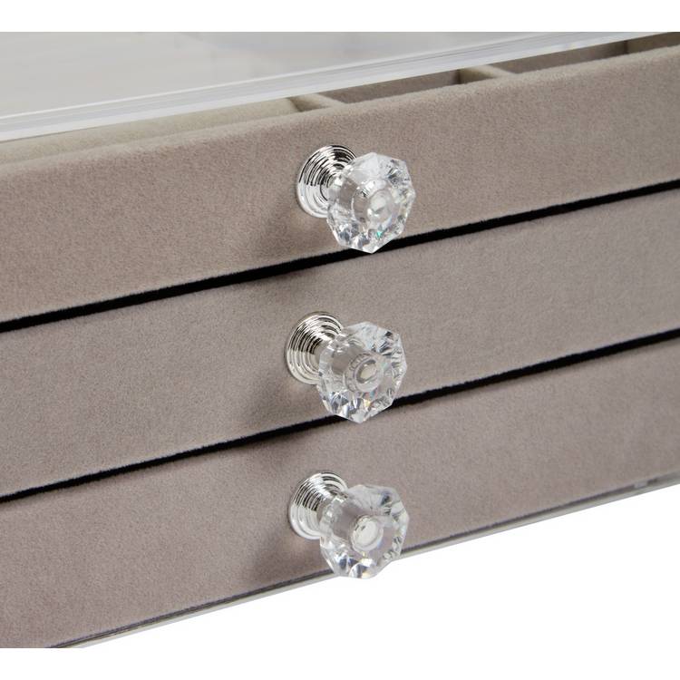 Argos Home transparent Perspex three drawer jewellery box, UK version