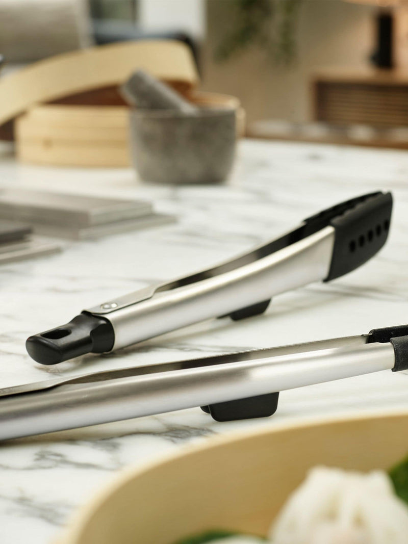 Joseph Joseph Silver Elevate Fusion 2pc Silicone Tong Set, UK version