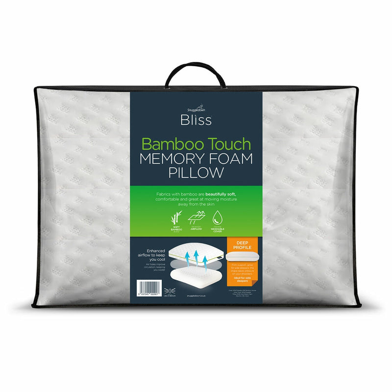 Snuggledown memory foam pillow with bamboo cover 38x64 cm (British brand)