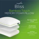 Snuggledown memory foam pillow with bamboo cover 38x64 cm (British brand)