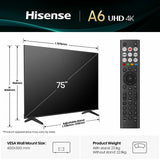 Hisense 75A6QTUK 75 inch 4K UHD Smart TV (British brand)