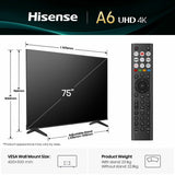 Hisense 75A6QTUK 75 inch 4K UHD Smart TV (British brand)