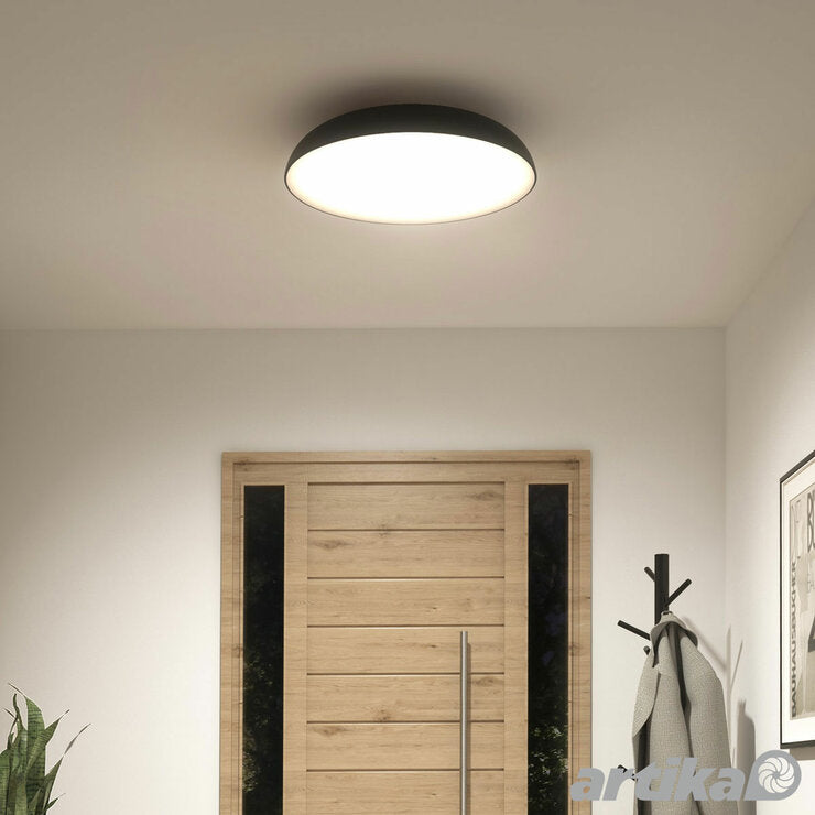 Artika Flint FM LED ceiling pendant light in black, imported from the UK