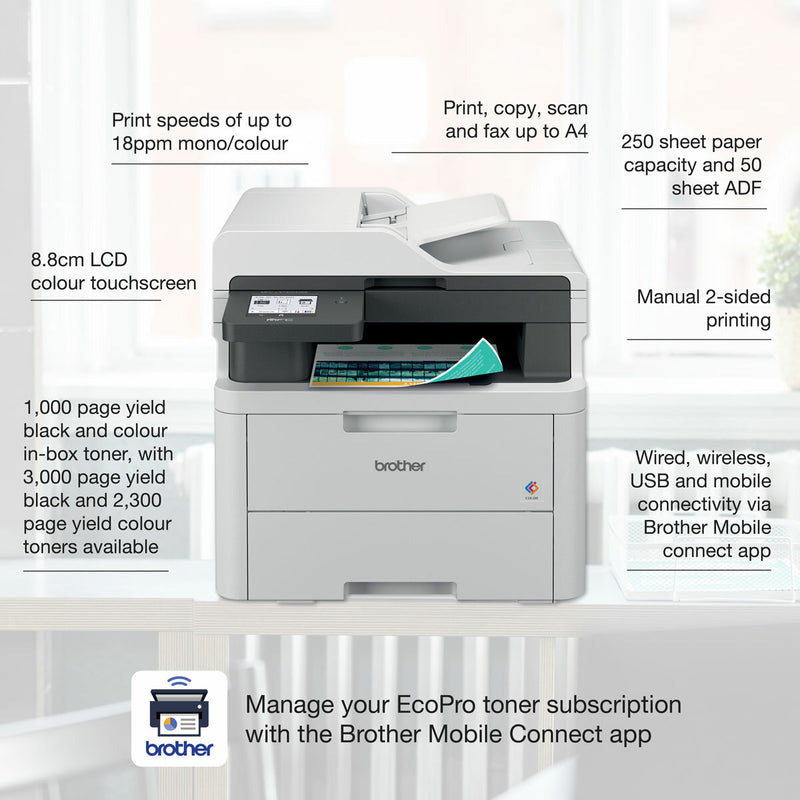 Brother MFC-L3740CDWE colour LED all-in-one printer - British product