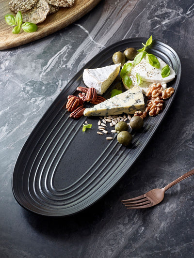 Next Black Bronx Oval Serving Platter 40cm x 18cm- Buy online at McGrocer