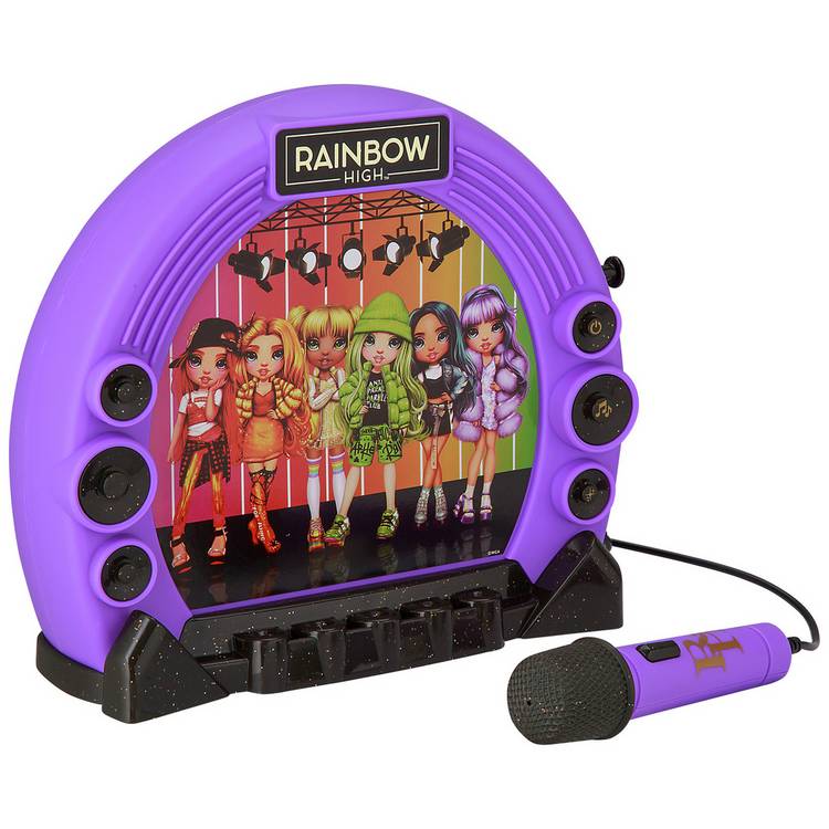 Rainbow High Sing-A-Long Boombox toy with microphone and handle, imported from the UK