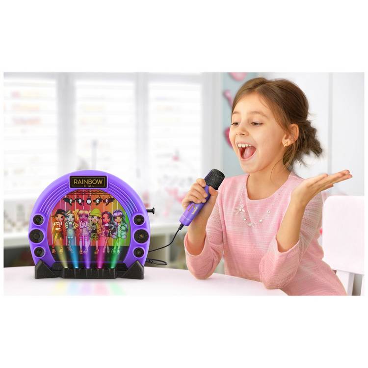 Rainbow High Sing-A-Long Boombox toy with microphone and handle, imported from the UK