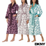 DKNY women's shawl collar long plush robe - British product