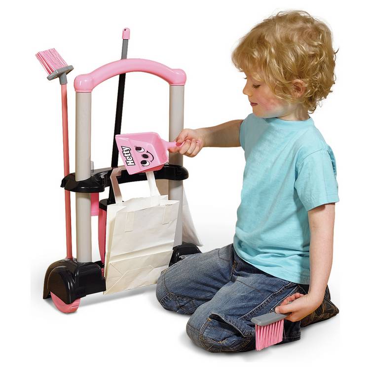 Hetty toy cleaning trolley pink with mop and accessories, UK version