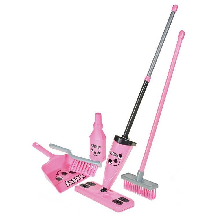 Hetty toy cleaning trolley pink with mop and accessories, UK version