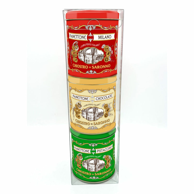 Lazzaroni Chiostro Di Saronno assorted mini panettone gift tower 300g 3 pack, UK version