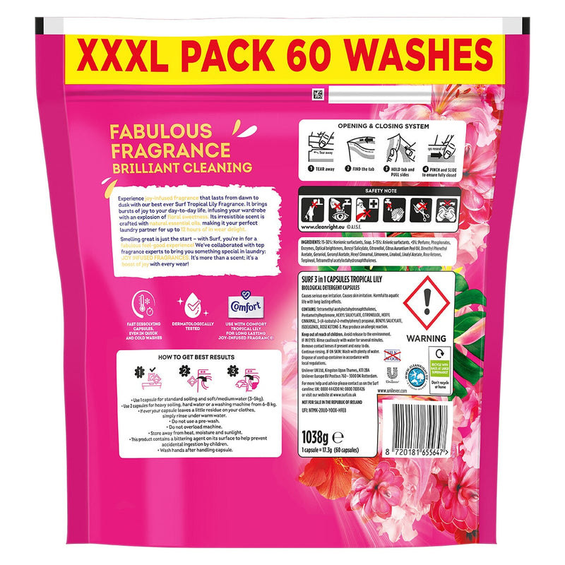 Surf laundry capsules 2x60 wash, imported from the UK