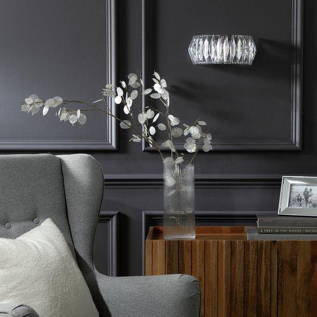Argos Home Prism chrome wall light, clear faceted shade - British product