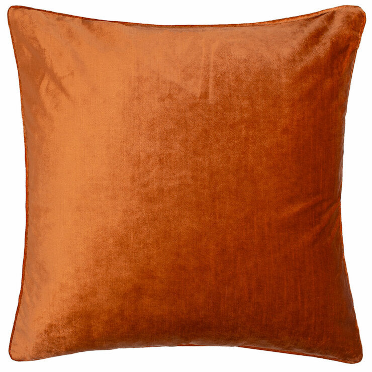 Paoletti rust velvet cushion set 2 pack 55x55 cm (British brand)