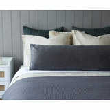 Belledorm dark grey velvet bolster cushion 43 x 120 cm (British brand)