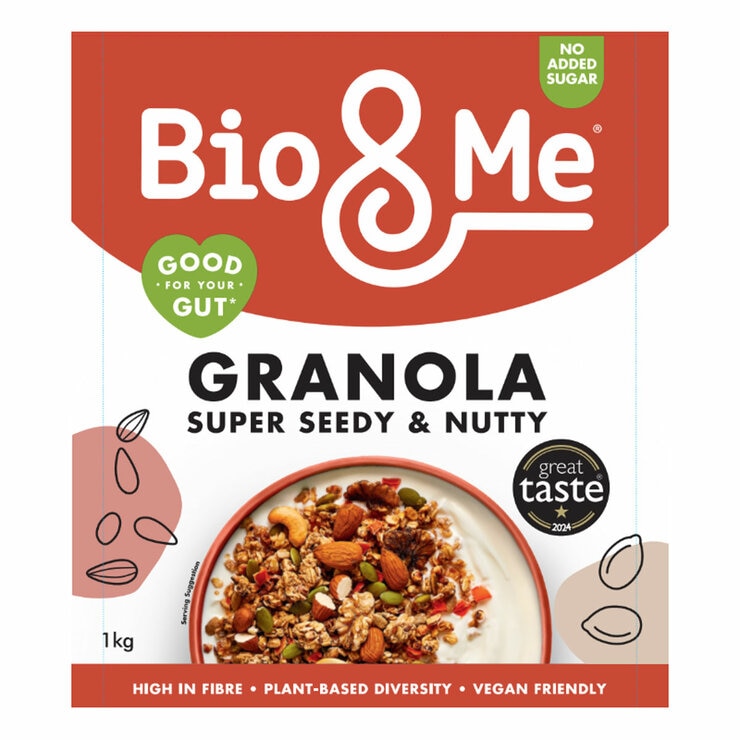 Bio & Me Granola Super Seedy & Nutty 1kg, imported from the UK