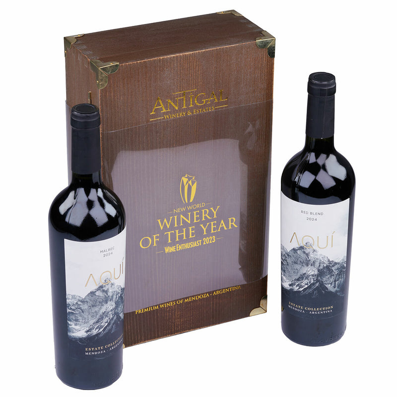 Antigal wine gift box with Malbec and Red Blend 2x75cl (British brand)