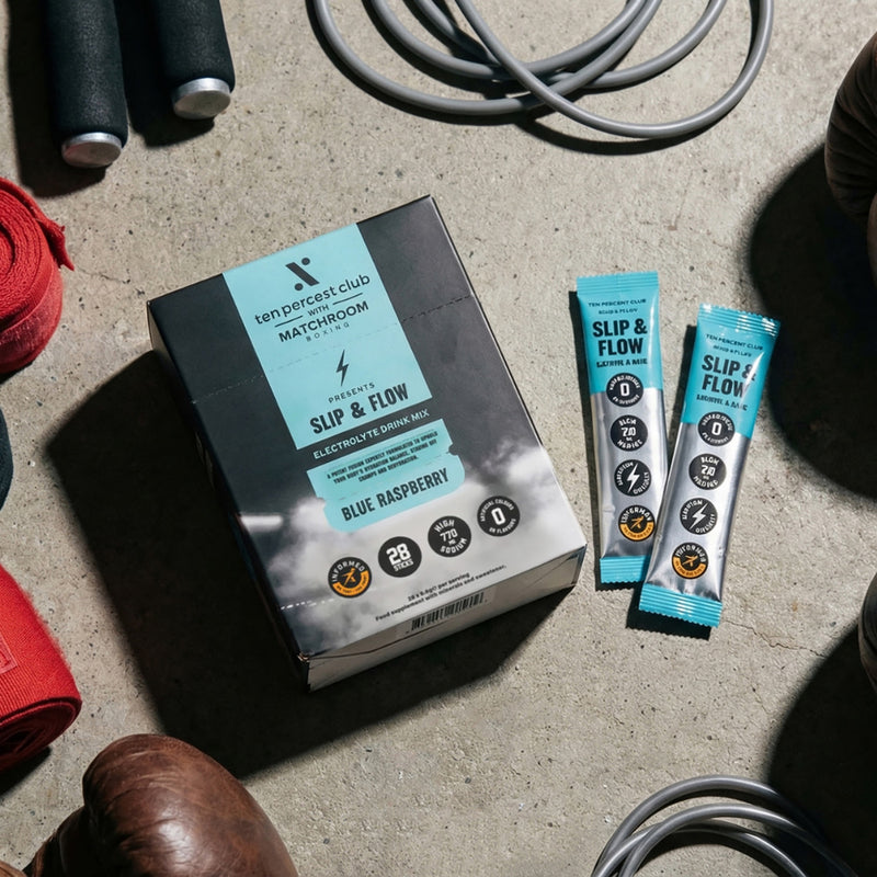 The Ten Percent Club Slip & Flow Electrolytes Blue Raspberry 28 Sachet - British product