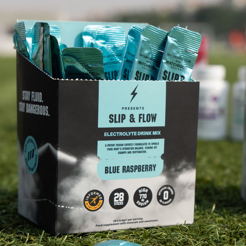 The Ten Percent Club Slip & Flow Electrolytes Blue Raspberry 28 Sachet - British product