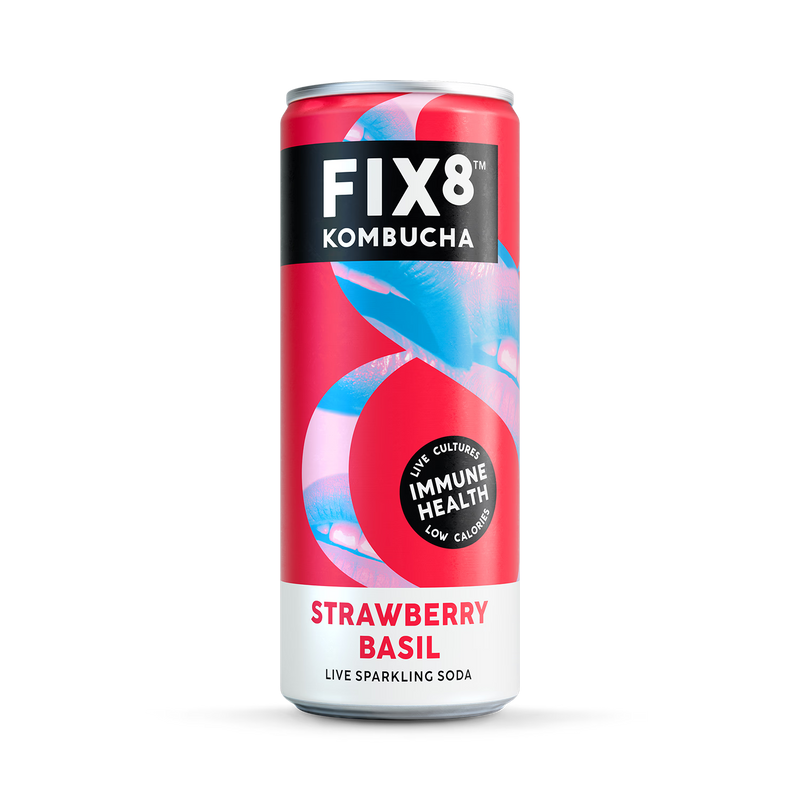 Fix8 Strawberry Basil Kombucha 250ml drink - British product