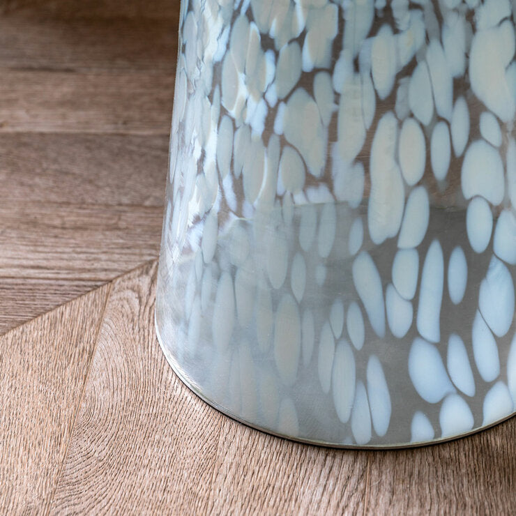 Gallery white glass side table 46.5 cm, imported from the UK