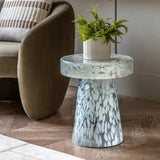 Gallery white glass side table 46.5 cm, imported from the UK