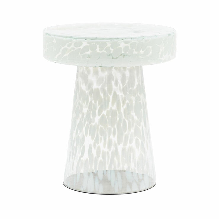Gallery white glass side table 46.5 cm, imported from the UK