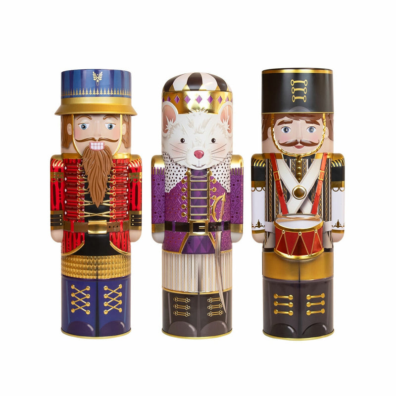Silver Crane Christmas Nutcracker fudge tin three colours 300g (British brand)