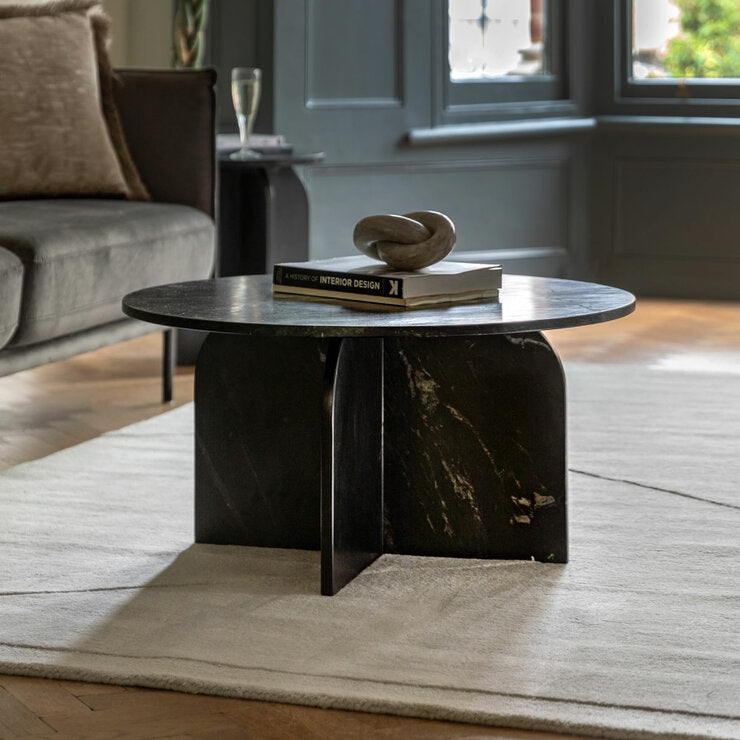 Gallery black marble coffee table 80 cm (British brand)
