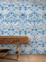 Next Morris & Co Blue Simply Strawberry Thief Wallpaper 10.05m- Buy online at McGrocer