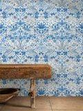 Morris & Co blue Strawberry Thief wallpaper 10.05m, imported from the UK