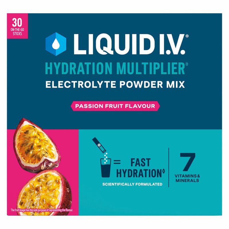 Liquid I.V. Passion Fruit electrolyte powder 30 sachets, imported from the UK