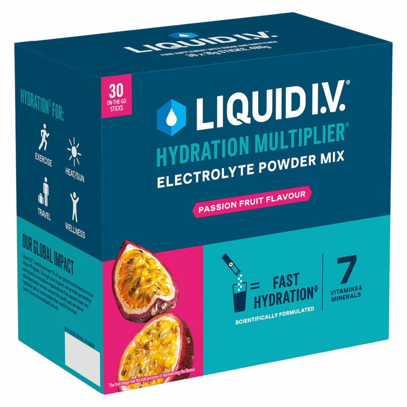 Liquid I.V. Passion Fruit electrolyte powder 30 sachets, imported from the UK