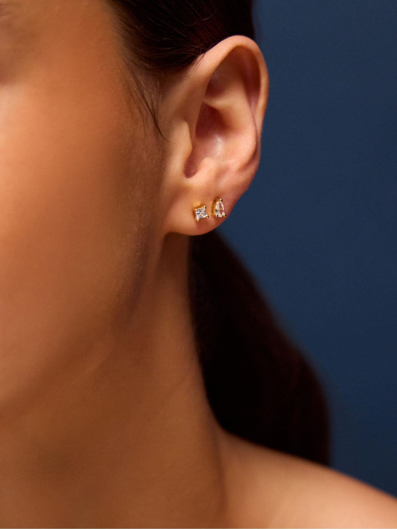 Accessorize gold tone 14ct stone stud earrings 3-pack - British product