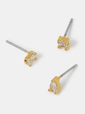 Accessorize gold tone 14ct stone stud earrings 3-pack - British product