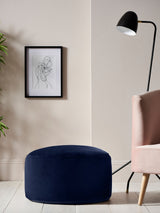 Next Navy Blue Velvet Pouffe- Buy online at McGrocer