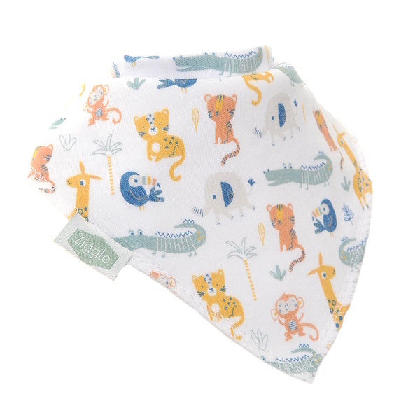 Ziggle Bandana Dribble Bib Savanna Animals White (British brand)