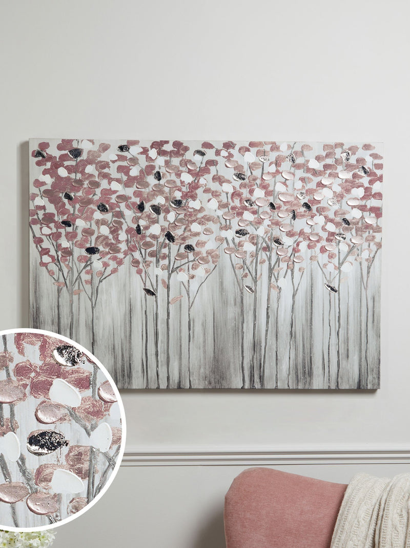 Pink Birch Trees large canvas wall art, imported from the UK