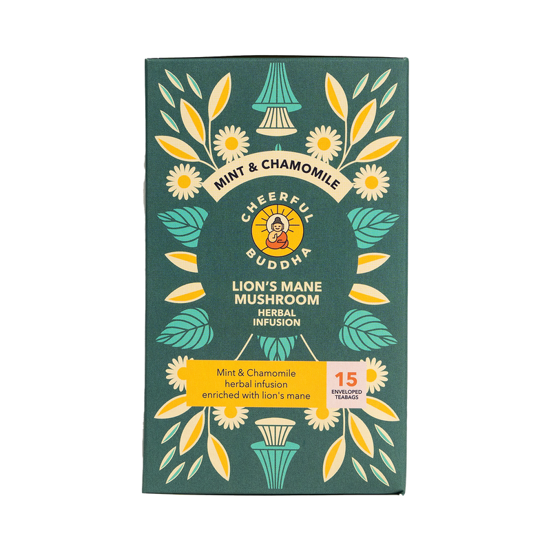 Cheerful Buddha Lion's Mane Mint & Chamomile Tea 15 tea bags (British brand)