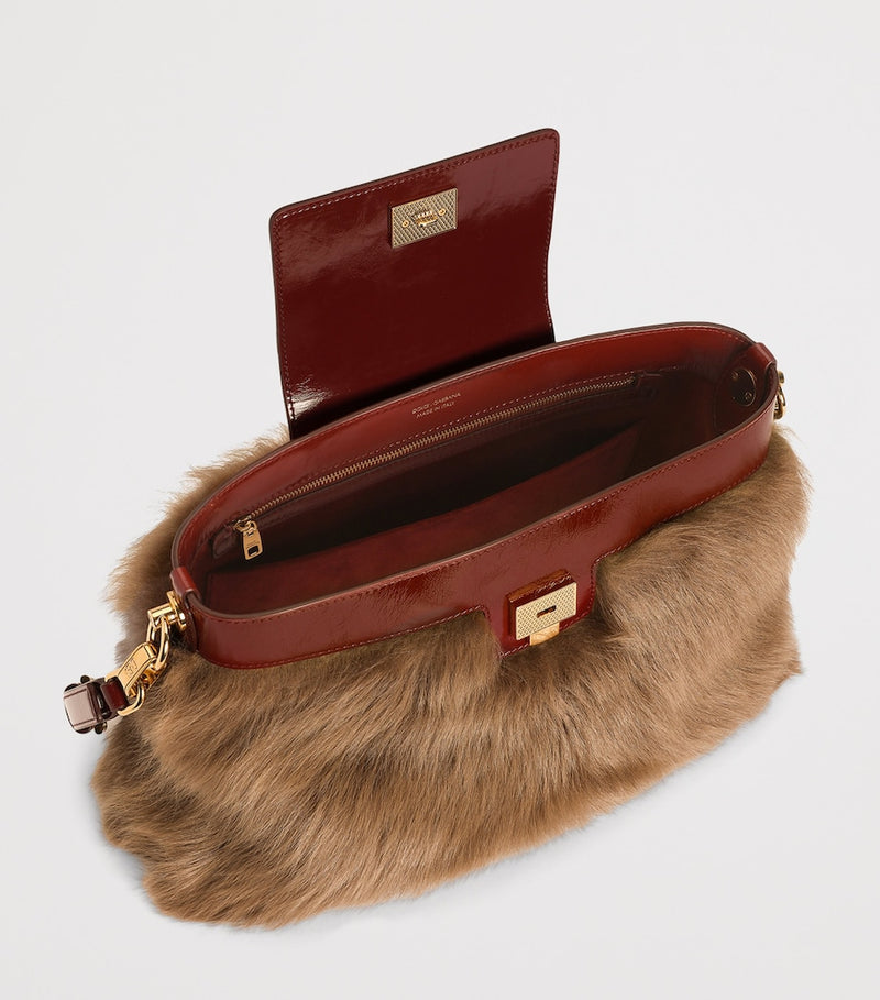 Dolce&Gabbana Vittoria shoulder bag in lamb fur and calfskin, UK version
