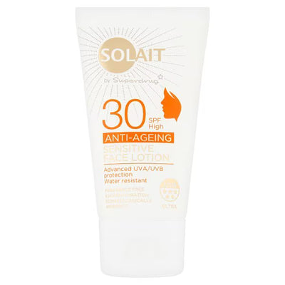 Superdrug Solait Anti-Ageing Sensitive Face Sun Cream SPF30 50ml- Buy online at McGrocer