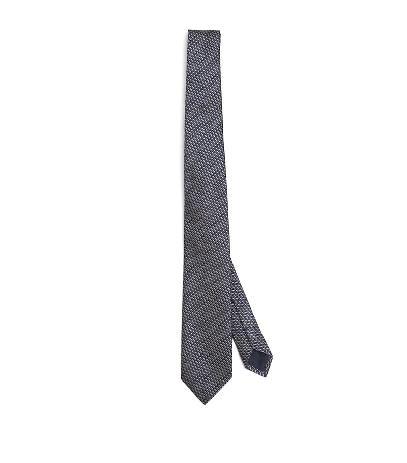 Giorgio Armani men's silk diamond jacquard tie, 7cm width, UK version