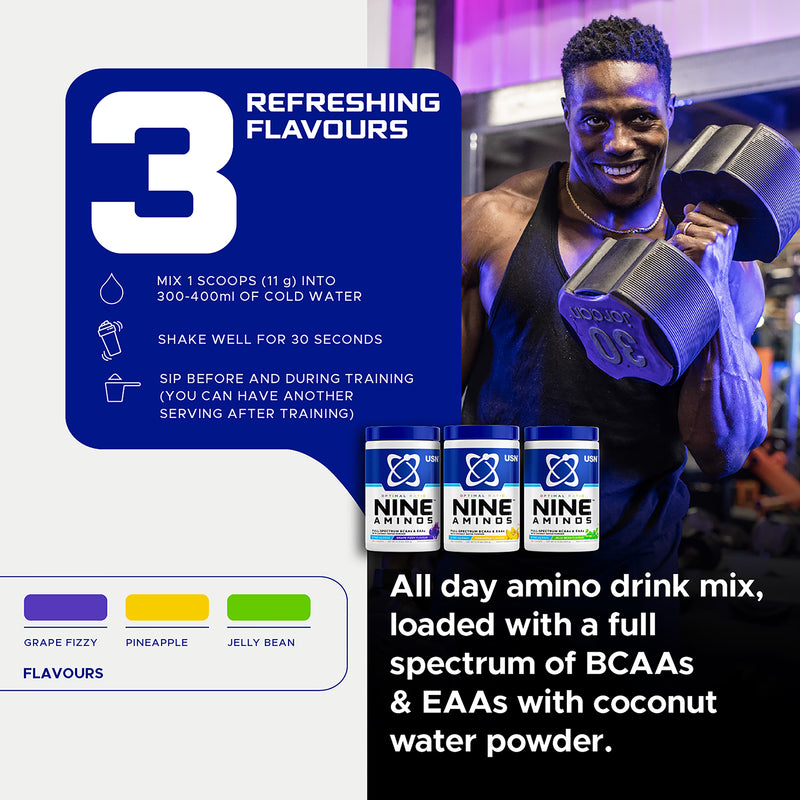 USN Nine Aminos pineapple amino powder 330g, imported from the UK
