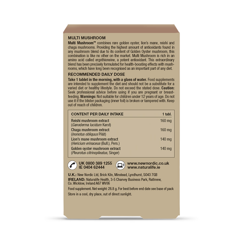 New Nordic Multi Mushrooms supplement 30 tablets - British product