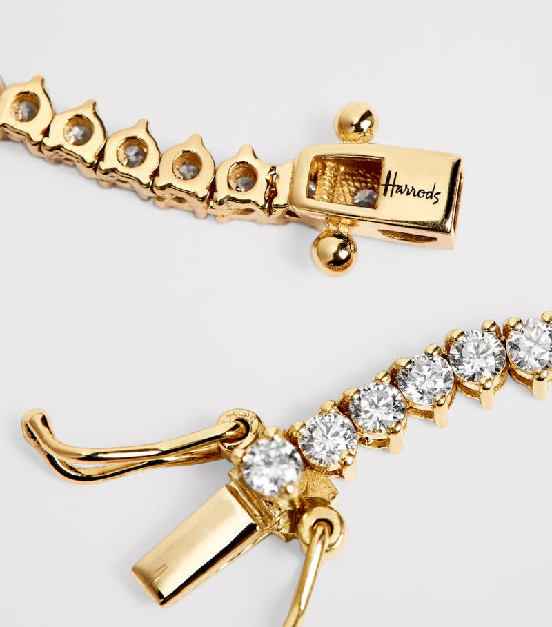 Harrods yellow gold diamond tennis necklace 5.25ct, imported from the UK
