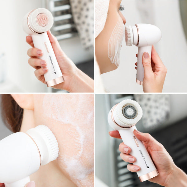Rio facial cleansing brush with exfoliating heads, imported from the UK