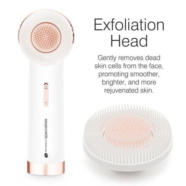 Rio facial cleansing brush with exfoliating heads, imported from the UK
